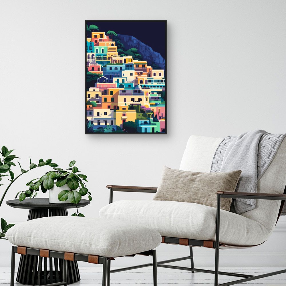 Toile "Maisons colorées en terrasses"