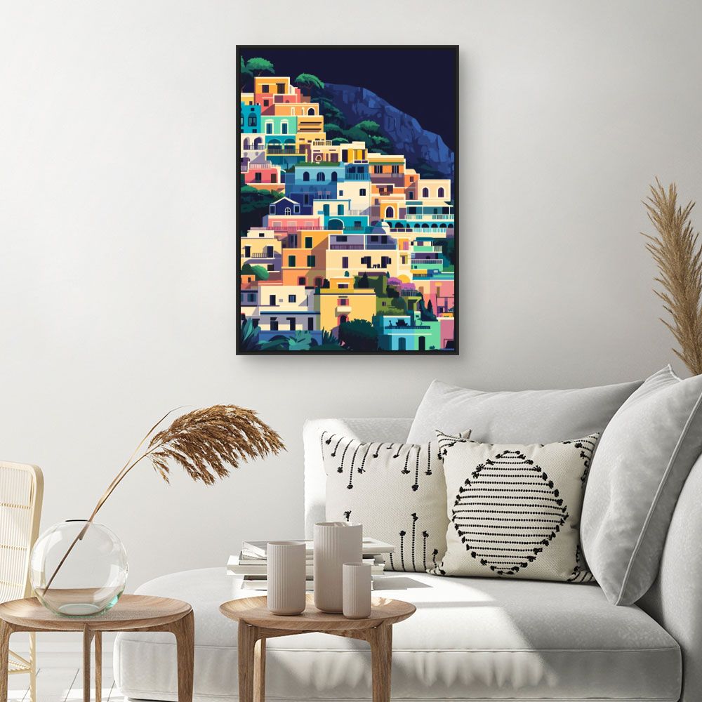 Toile "Maisons colorées en terrasses"