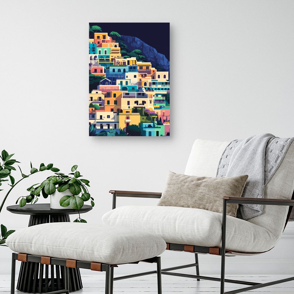 Toile "Maisons colorées en terrasses"
