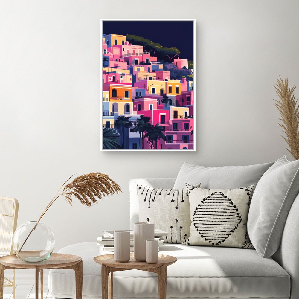 Toile "Maisons colorées vibrantes"