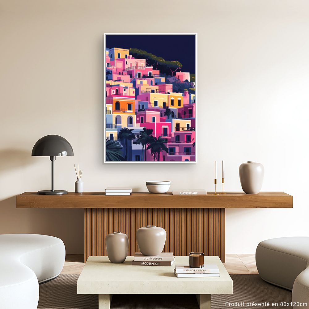 Toile "Maisons colorées vibrantes"