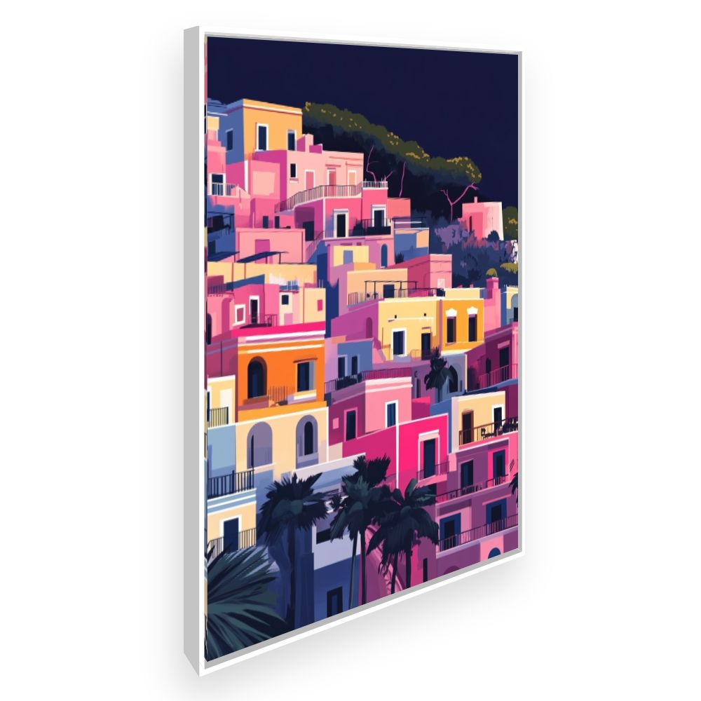 Toile Maisons colorées vibrantes – toile cadre blanc (slide 2)