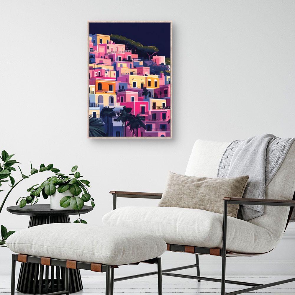 Toile "Maisons colorées vibrantes"