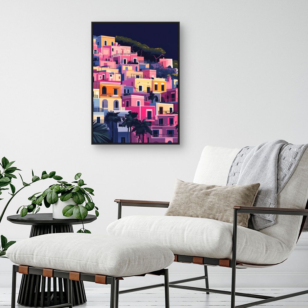 Toile "Maisons colorées vibrantes"
