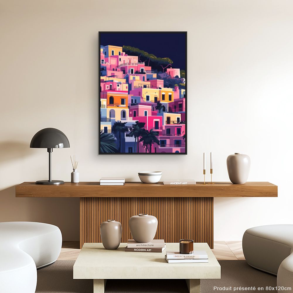 Toile "Maisons colorées vibrantes"