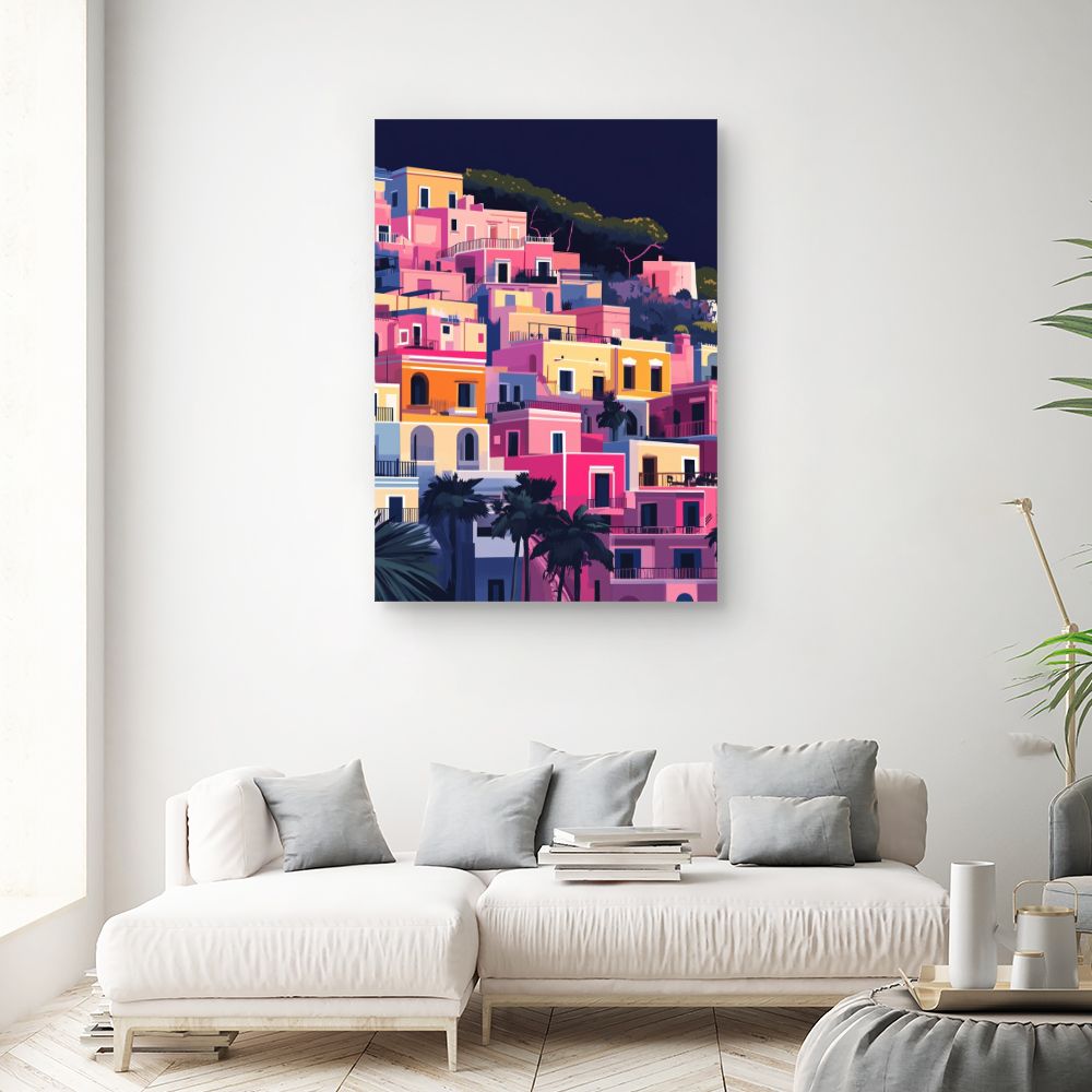 Toile "Maisons colorées vibrantes"