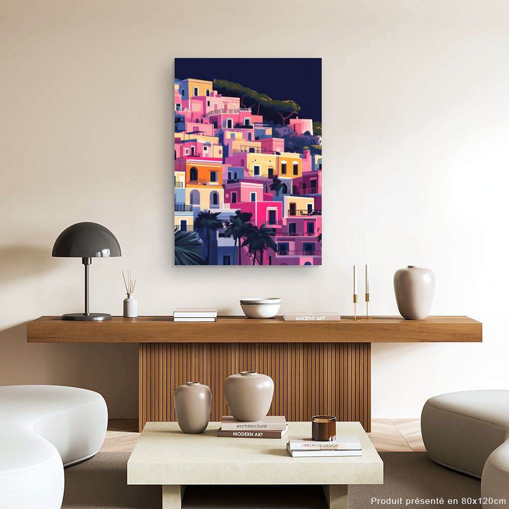 Toile "Maisons colorées vibrantes"