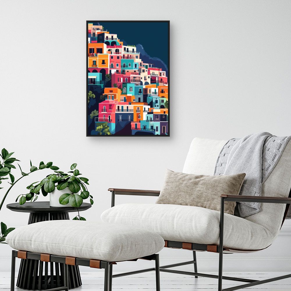 Toile "Maisons colorées vibrantes"