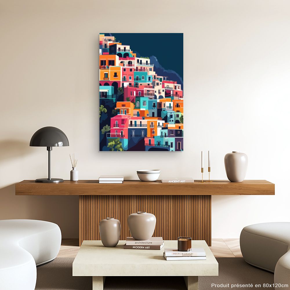 Toile "Maisons colorées vibrantes"