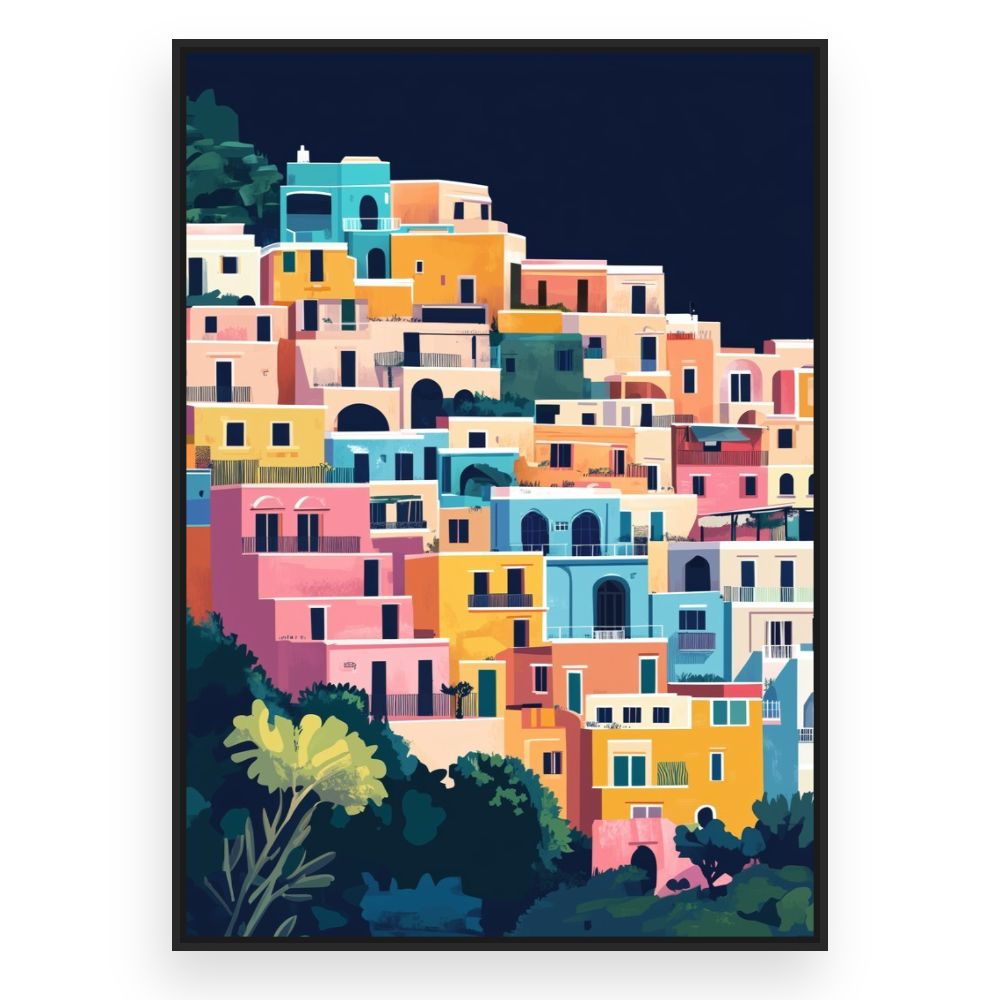 Toile Maisons éclatantes – toile cadre noir (slide 3)
