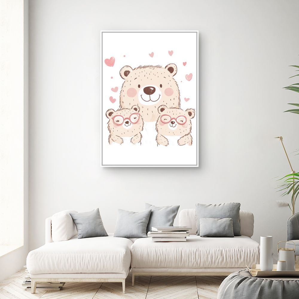 Tableau imprimé pour enfants 'Ours adorables'