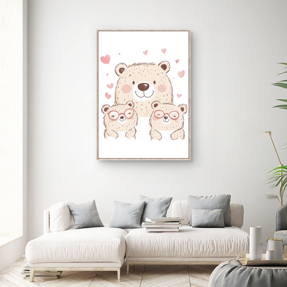 Tableau imprimé pour enfants 'Ours adorables'
