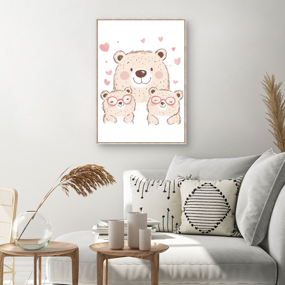 Tableau imprimé pour enfants 'Ours adorables'