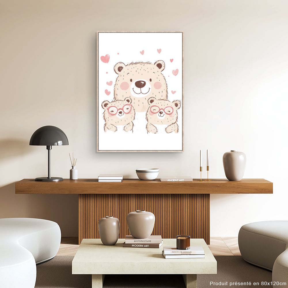 Tableau imprimé pour enfants 'Ours adorables'