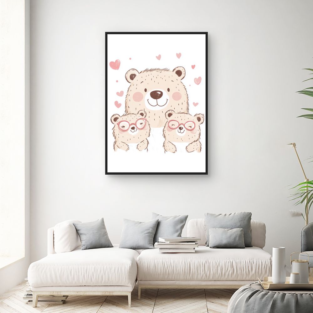 Tableau imprimé pour enfants 'Ours adorables'