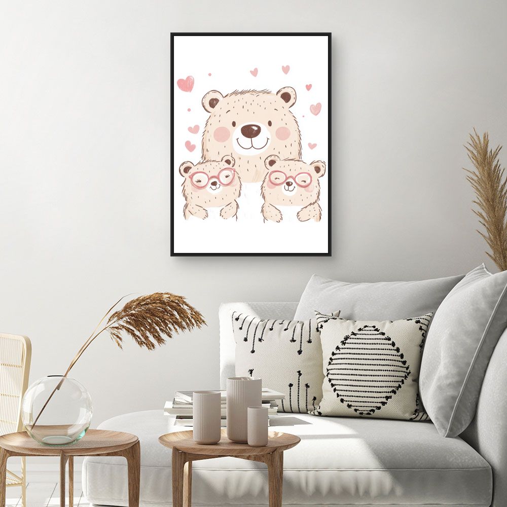 Tableau imprimé pour enfants 'Ours adorables'
