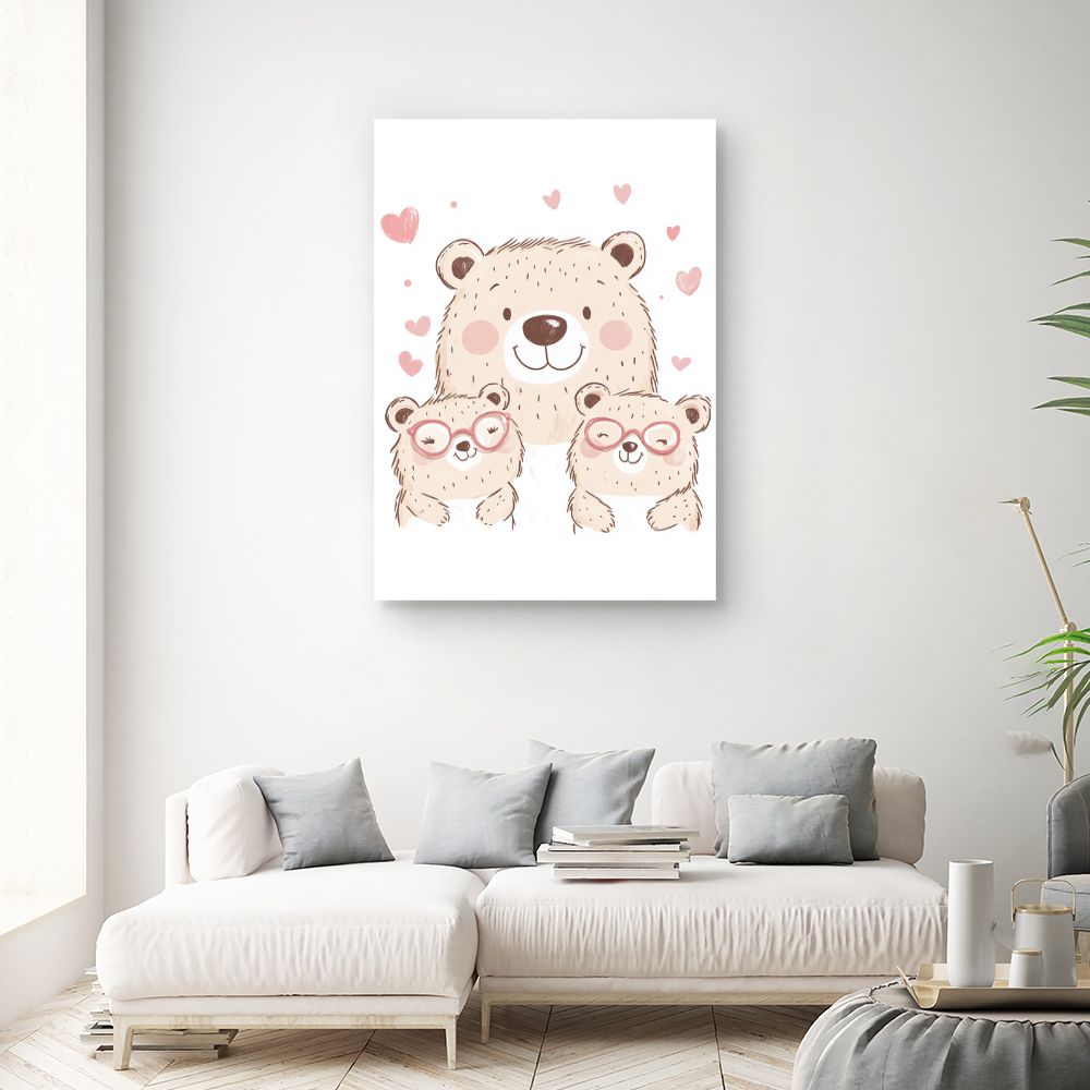 Tableau imprimé pour enfants 'Ours adorables'
