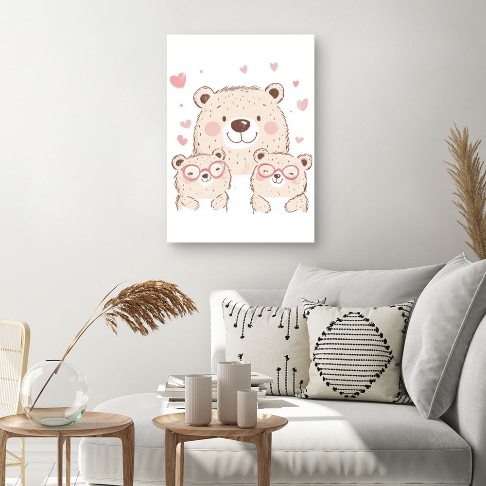 Tableau imprimé pour enfants 'Ours adorables'