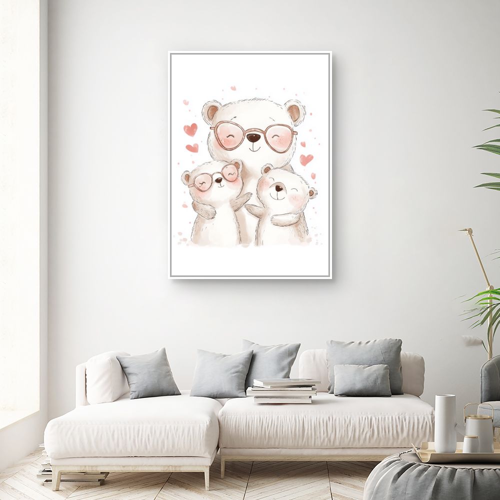 Tableau imprimé pour enfants 'Ours adorables heureux'