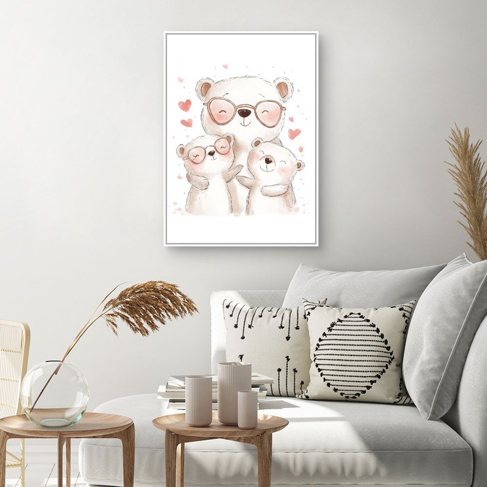 Tableau imprimé pour enfants 'Ours adorables heureux'