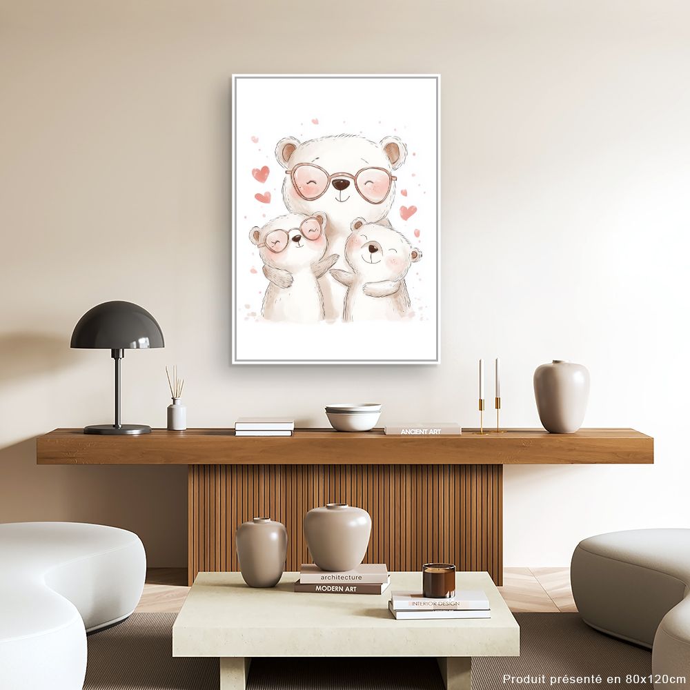 Tableau imprimé pour enfants 'Ours adorables heureux'