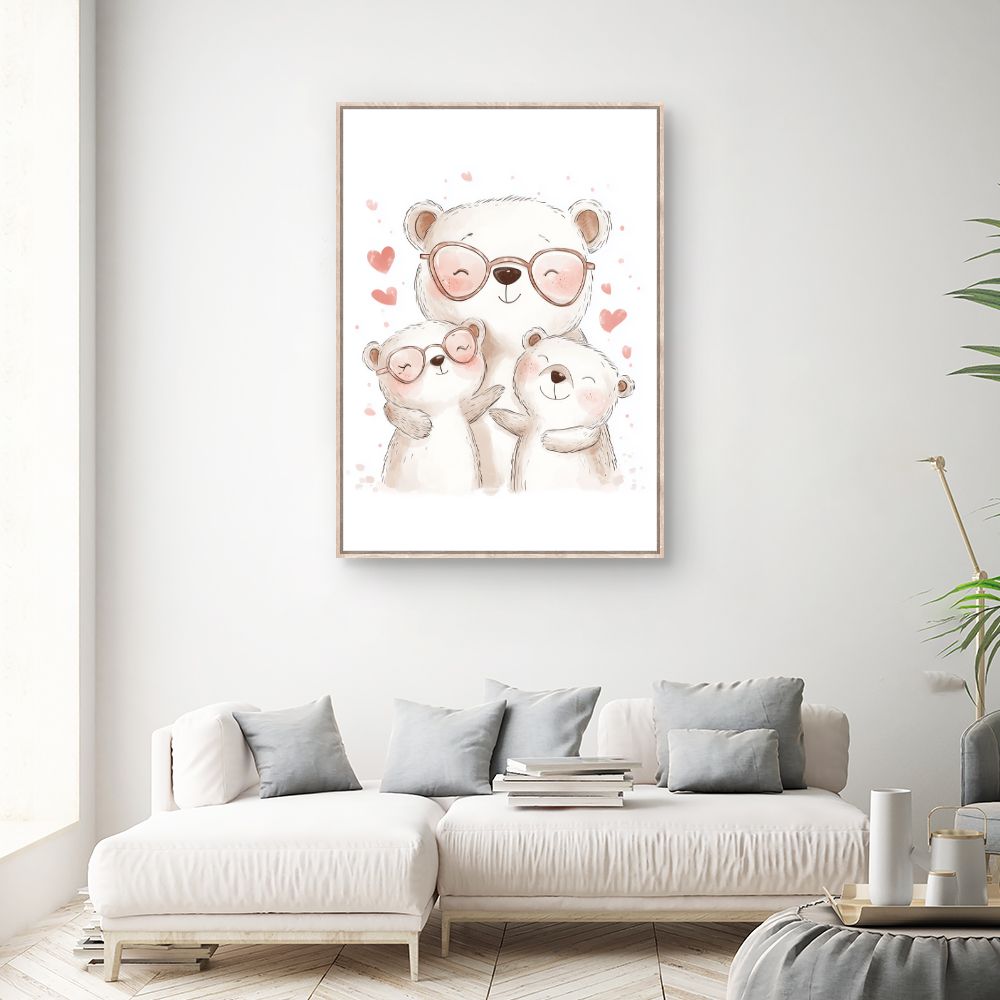 Tableau imprimé pour enfants 'Ours adorables heureux'