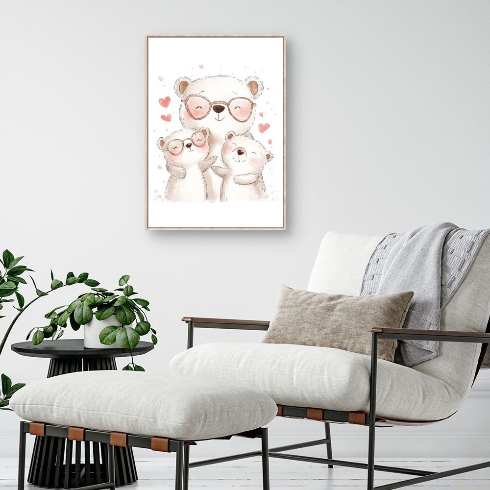 Tableau imprimé pour enfants 'Ours adorables heureux'