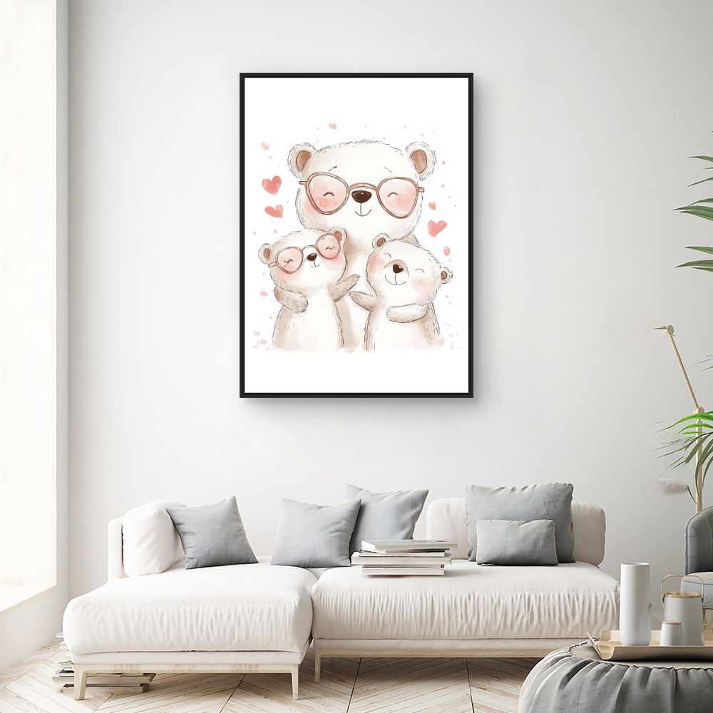 Tableau imprimé pour enfants 'Ours adorables heureux'