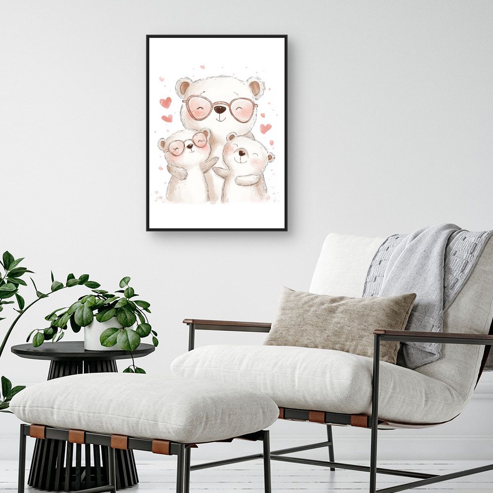 Tableau imprimé pour enfants 'Ours adorables heureux'