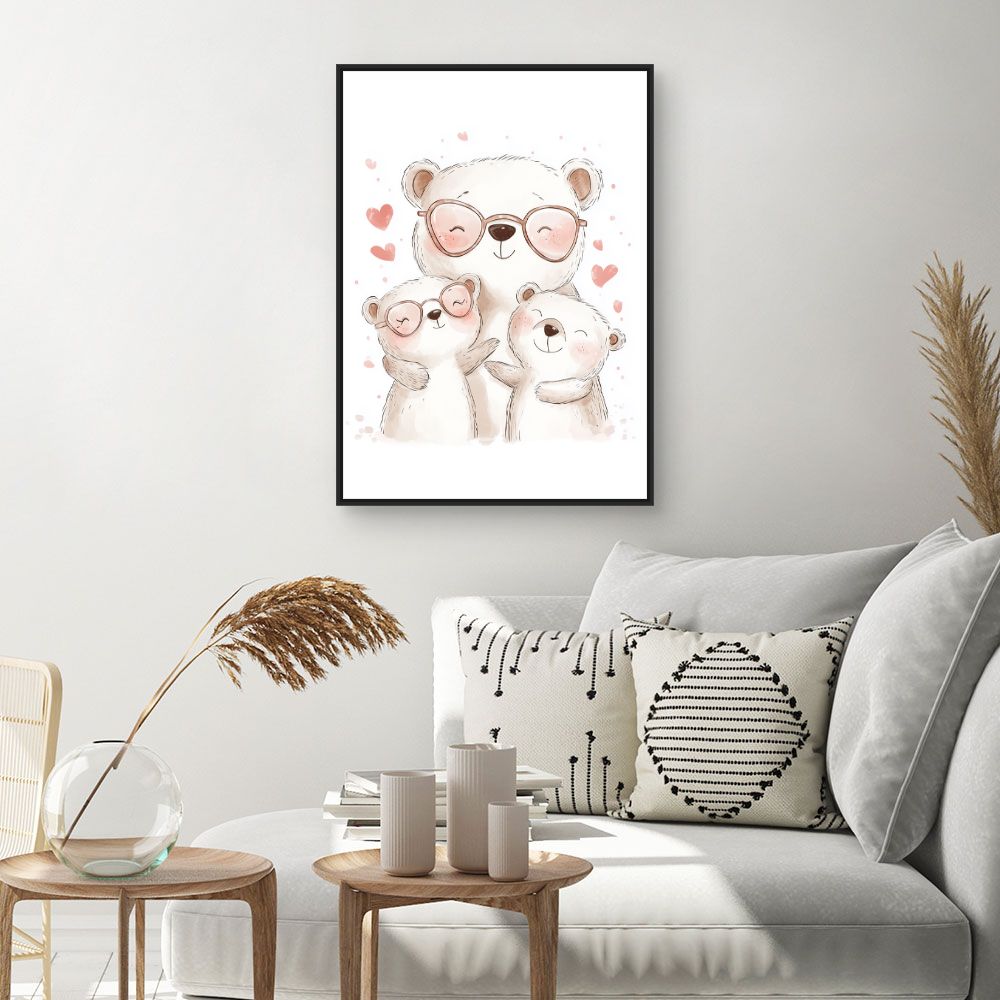 Tableau imprimé pour enfants 'Ours adorables heureux'