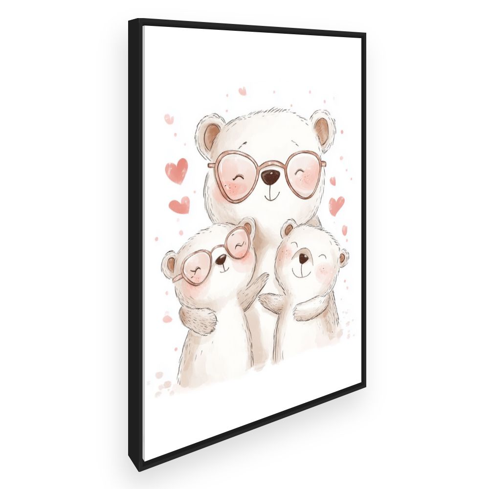 Tableau imprimé pour enfants 'Ours adorables heureux'