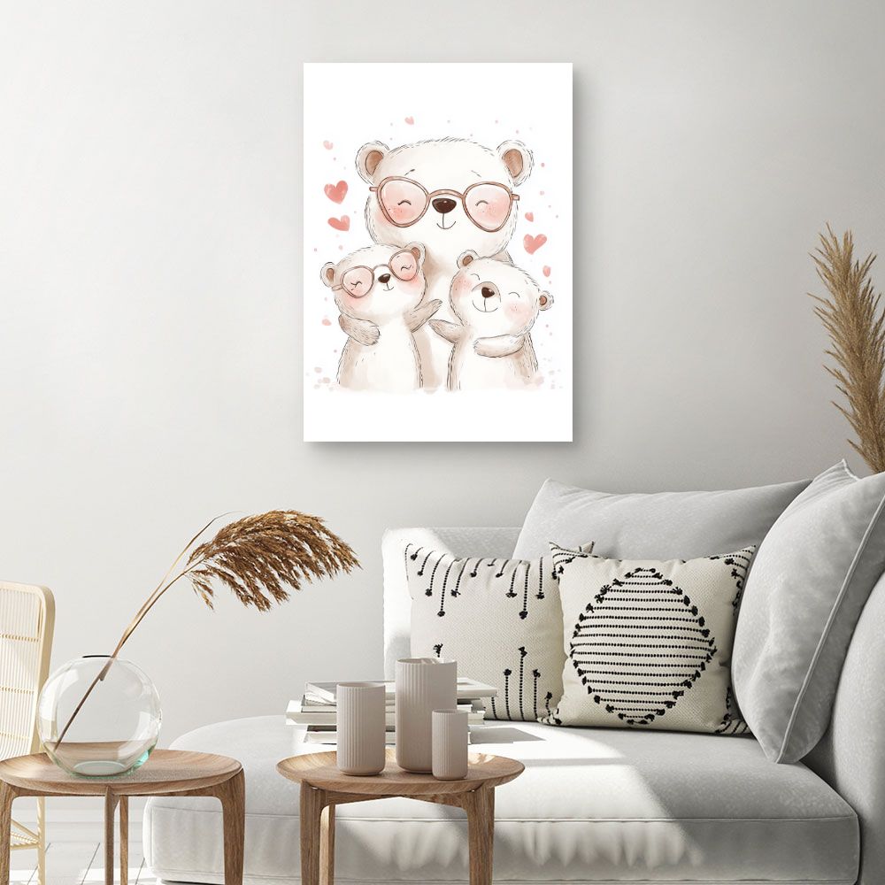 Tableau imprimé pour enfants 'Ours adorables heureux'