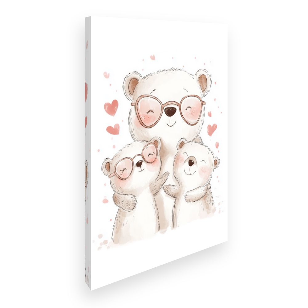 Tableau imprimé pour enfants 'Ours adorables heureux'