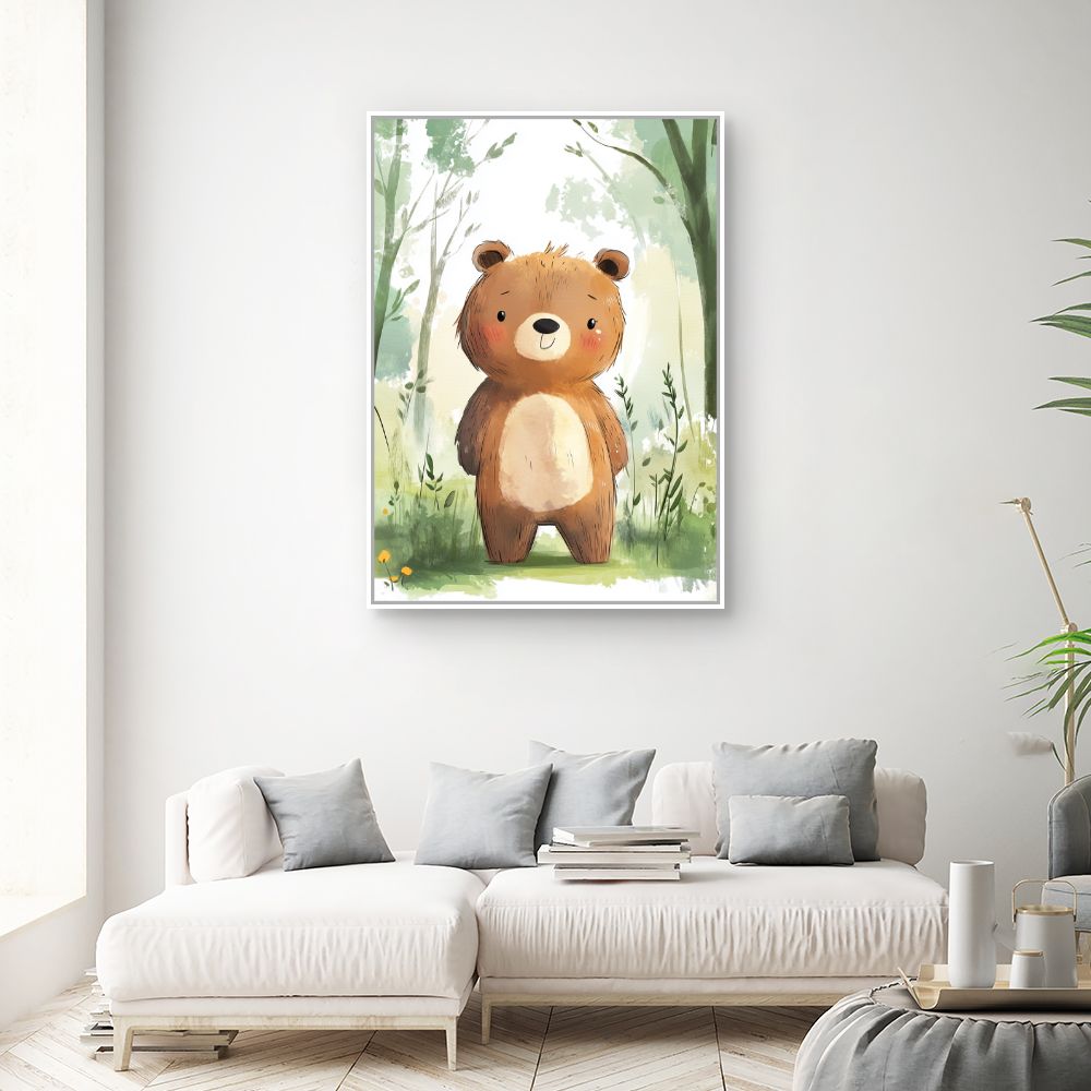 Tableau imprimé pour enfants 'Ours adorable'