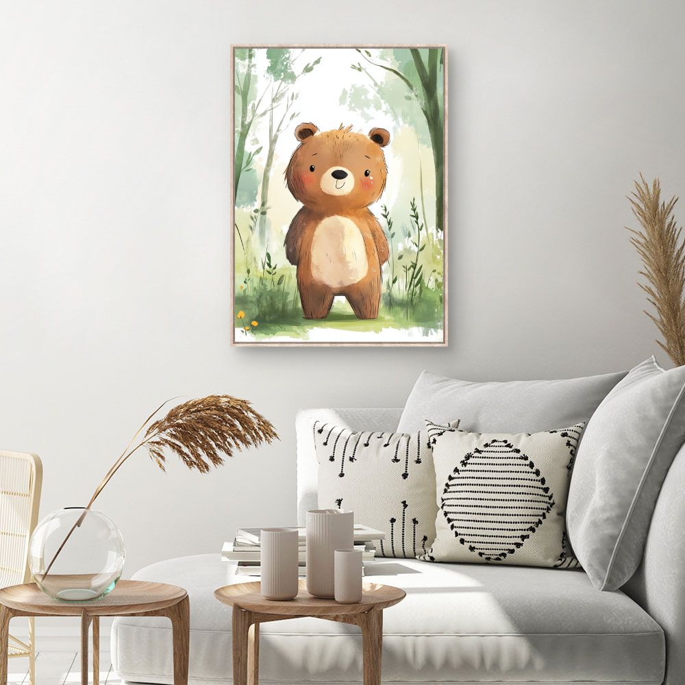 Tableau imprimé pour enfants 'Ours adorable'