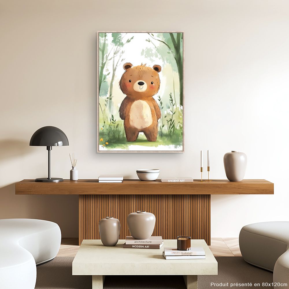 Tableau imprimé pour enfants 'Ours adorable'