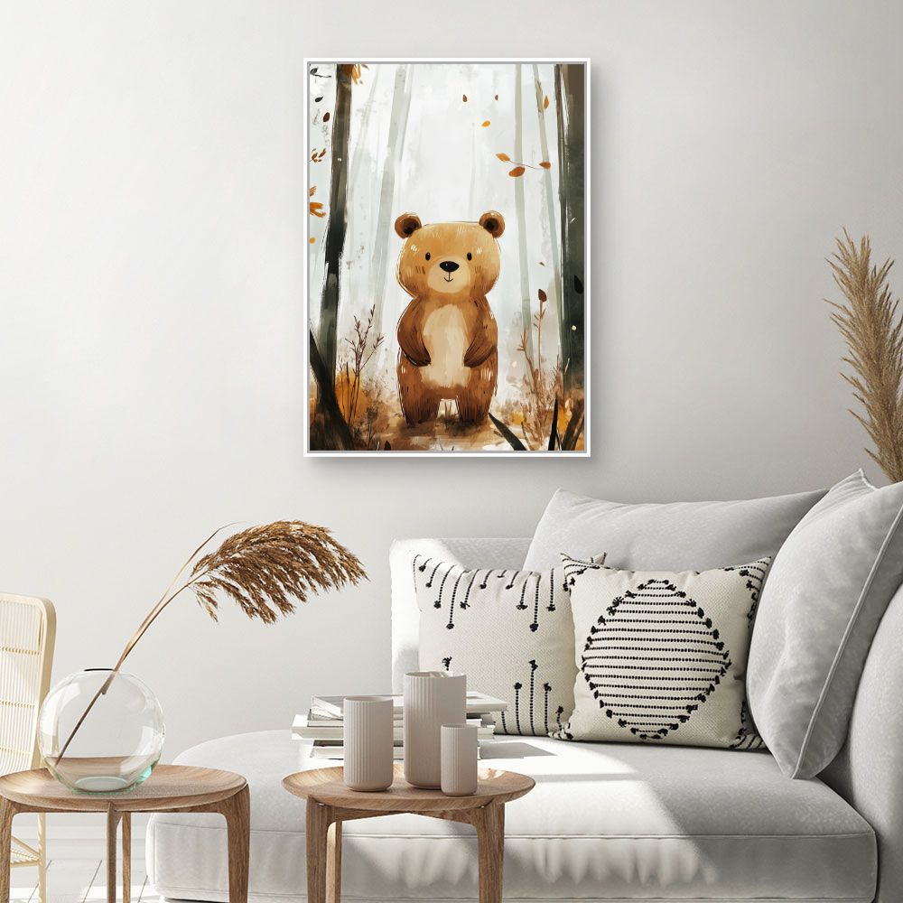 Tableau imprimé pour enfants 'Ours mignon forestier'