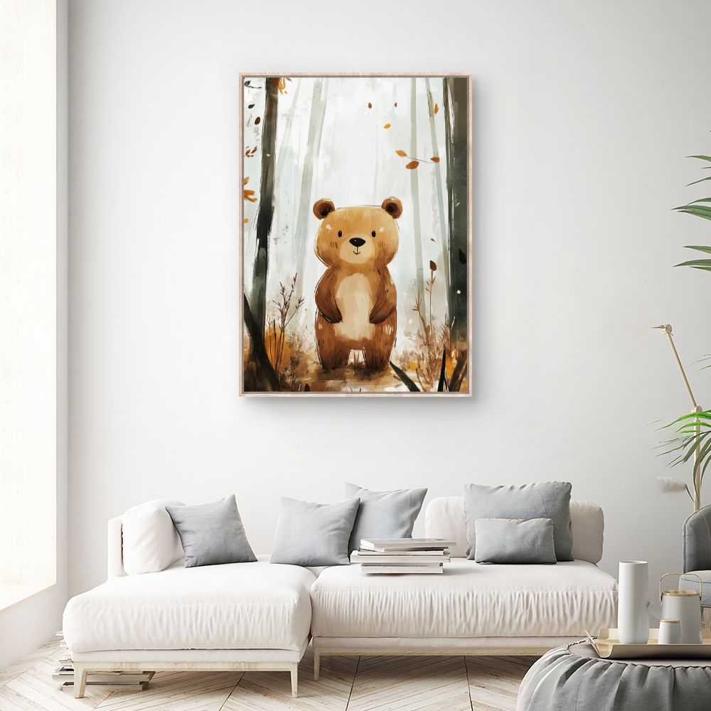 Tableau imprimé pour enfants 'Ours mignon forestier'