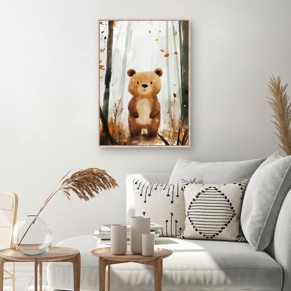 Tableau imprimé pour enfants 'Ours mignon forestier'