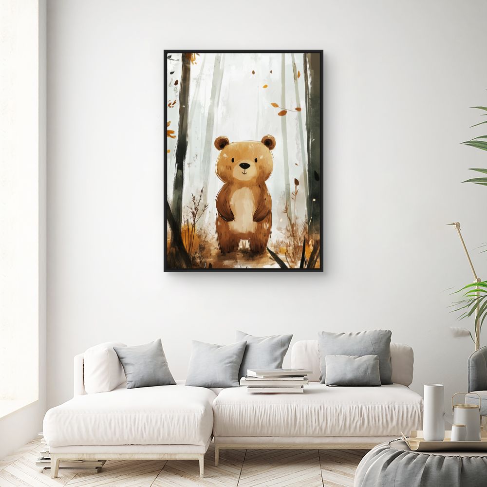 Tableau imprimé pour enfants 'Ours mignon forestier'