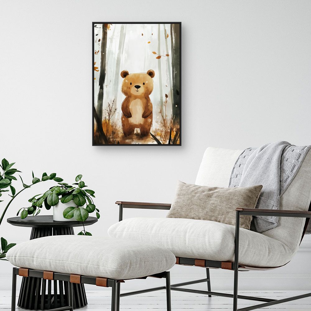 Tableau imprimé pour enfants 'Ours mignon forestier'