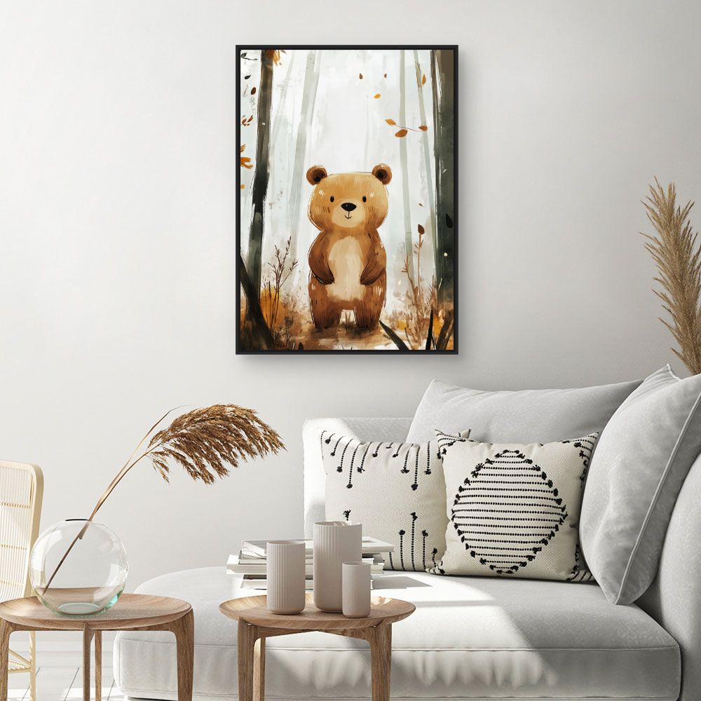 Tableau imprimé pour enfants 'Ours mignon forestier'