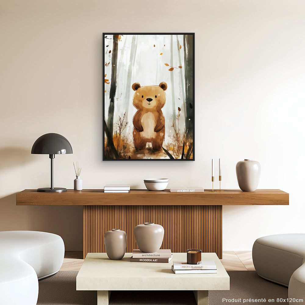 Tableau imprimé pour enfants 'Ours mignon forestier'