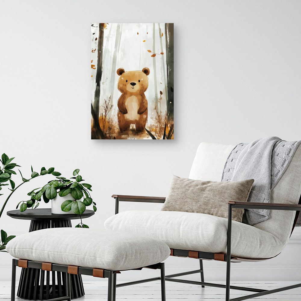 Tableau imprimé pour enfants 'Ours mignon forestier'