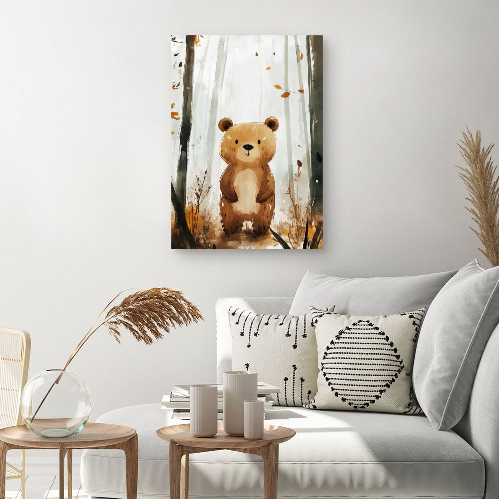 Tableau imprimé pour enfants 'Ours mignon forestier'
