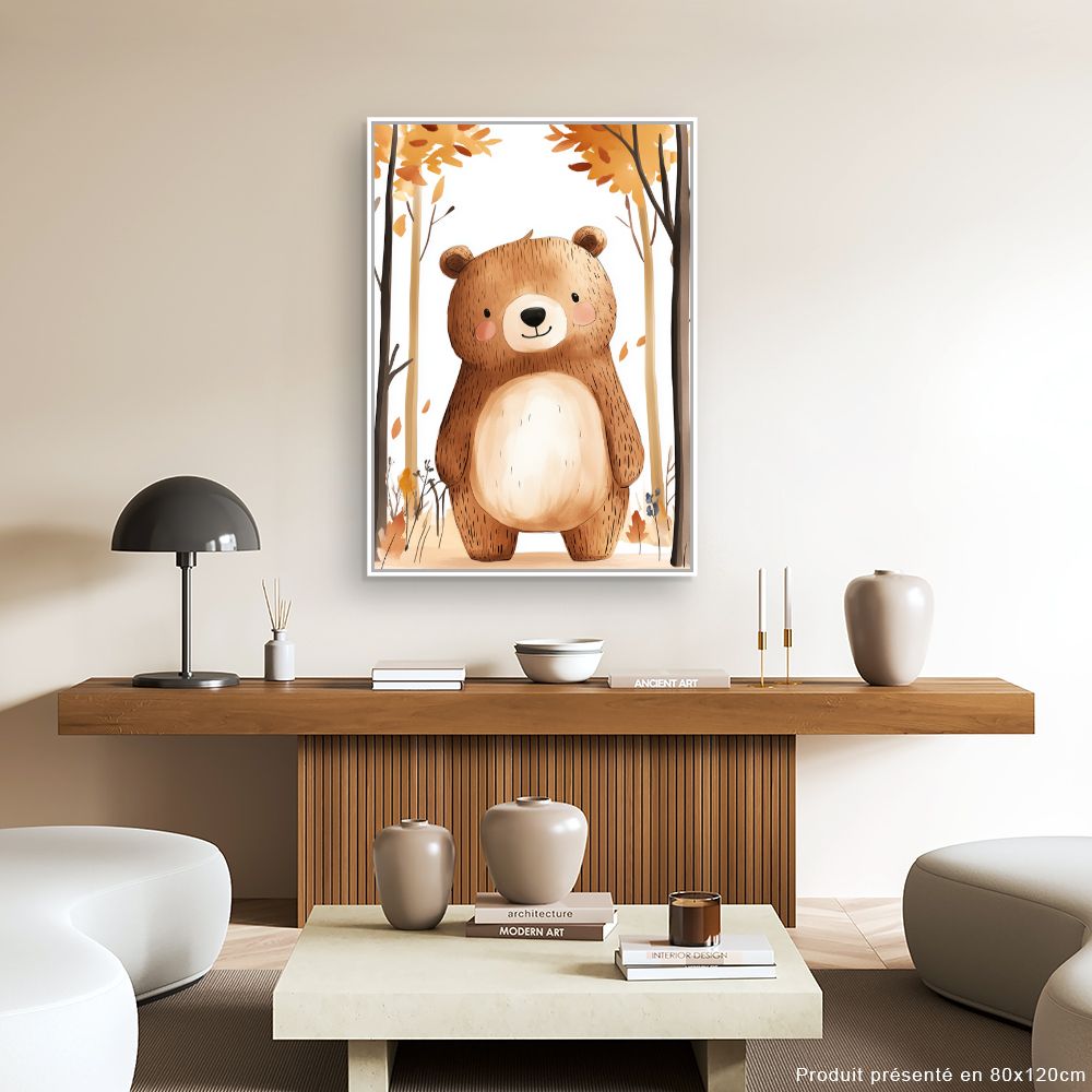 Tableau imprimé pour enfants 'Ours adorable'