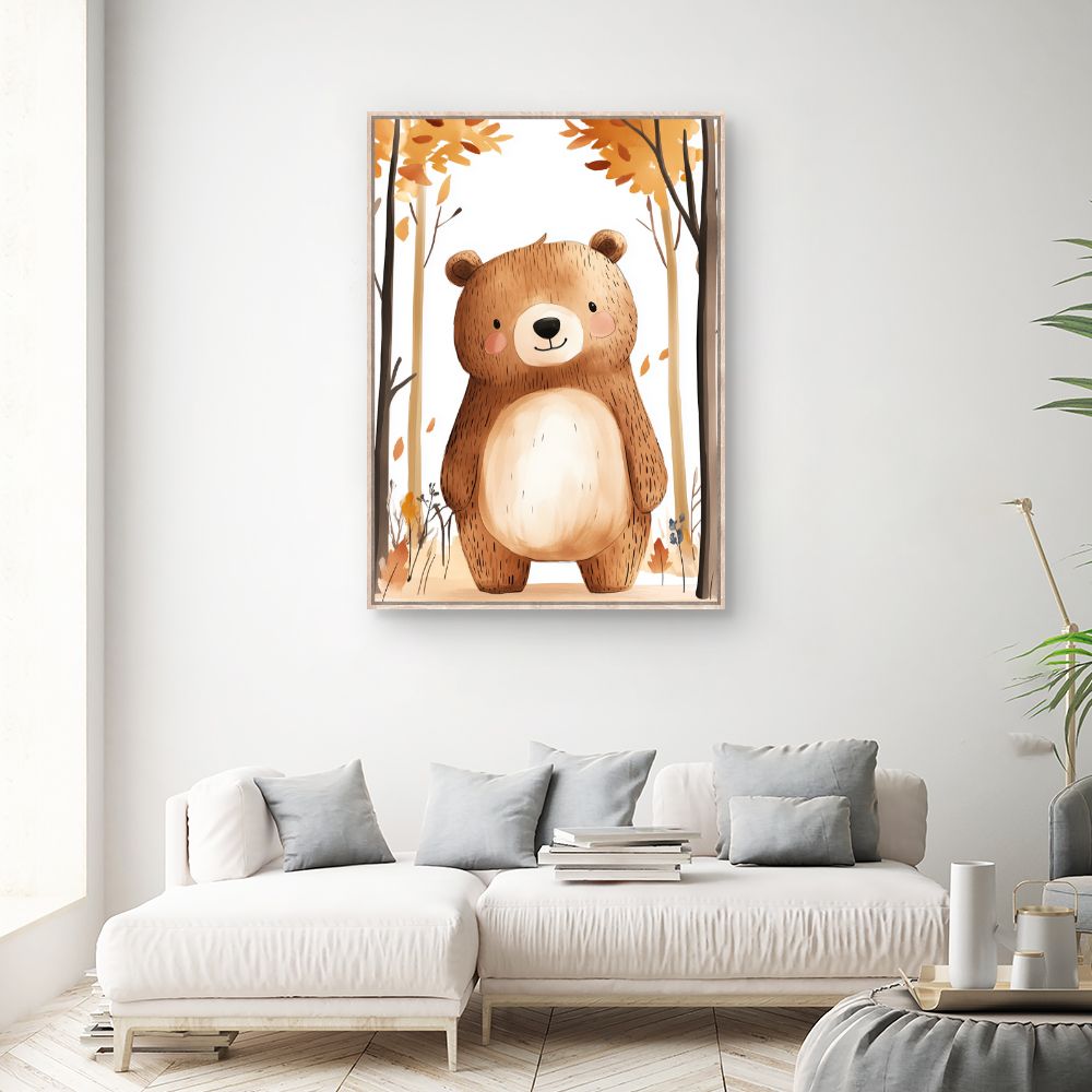 Tableau imprimé pour enfants 'Ours adorable'