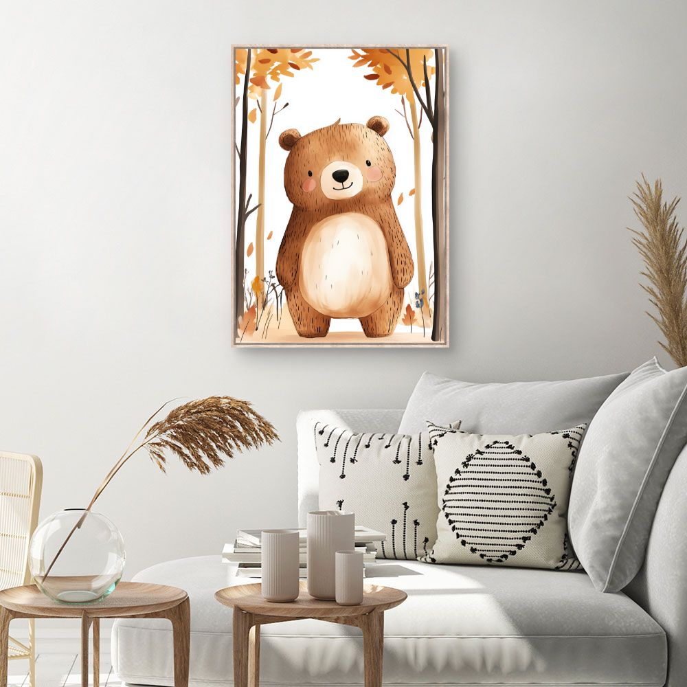 Tableau imprimé pour enfants 'Ours adorable'