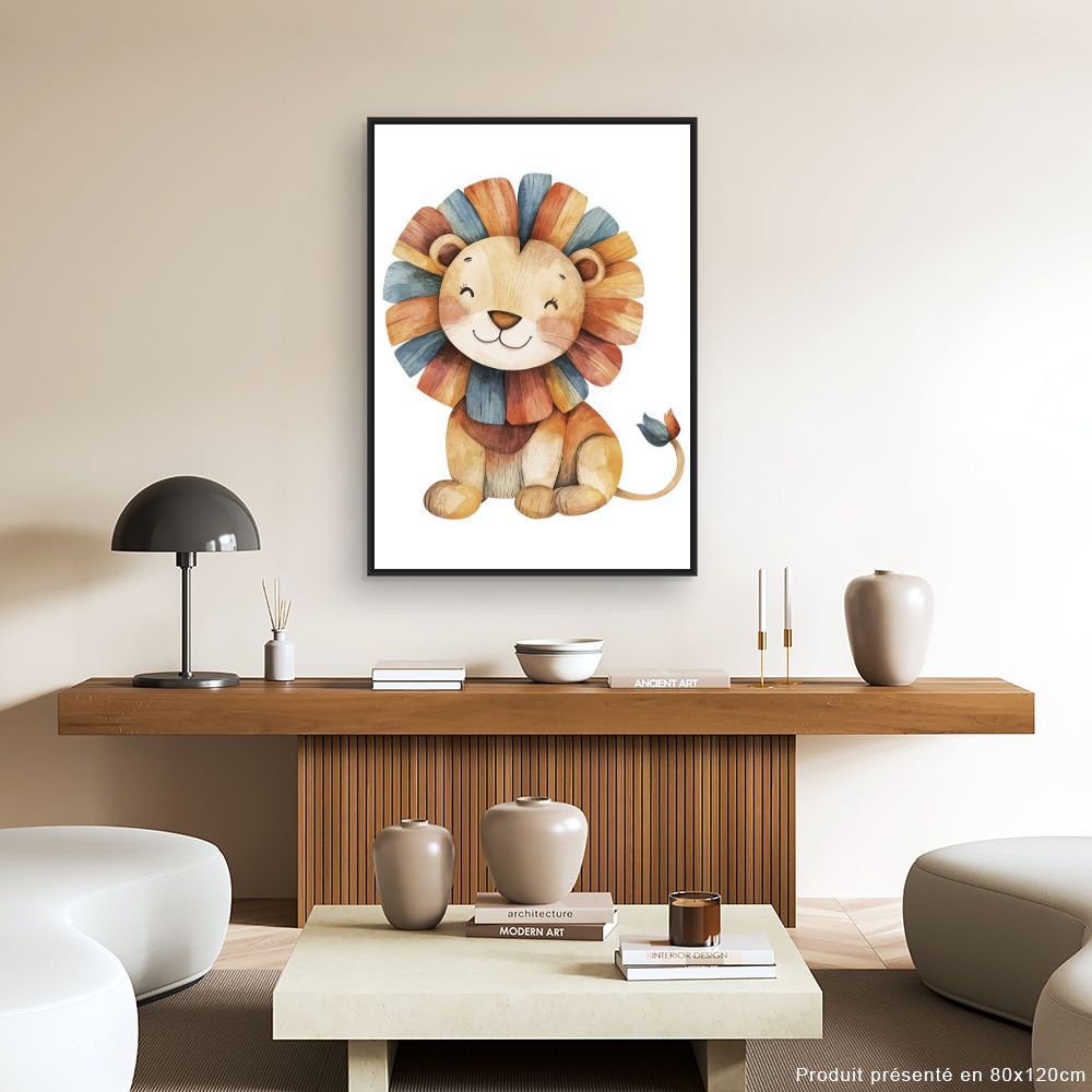 Tableau imprimé pour enfants 'Lion joyeux'