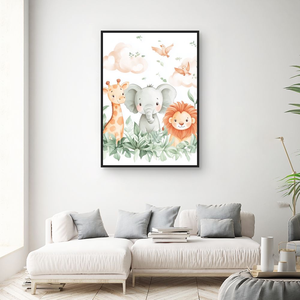 Tableau imprimé pour enfants 'Animaux adorables'